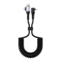 Gekrulde USB-C naar Lightning / USB-C kabel - 1.8 meter - zwart