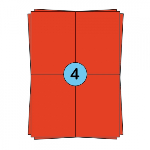 Samolepicí archy A4 104 x 148 mm, červené, 400 etiket