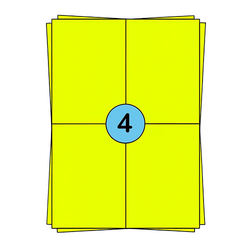 Samolepicí archy A4 104 x 148 mm, fluorescenční žluté, 400 etiket